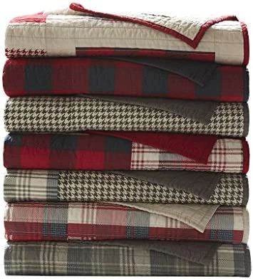Woolrich Tasha Luxury Quilted Throw Taupe 50x70 Plaid Premium Soft Cozy 100% Cotton For Bed, Couch Or Sofa Huntington, Red 11 Woolrich Tasha Luxury Quilted Throw Taupe 50x70 Plaid Premium Soft Cozy 100% Cotton For Bed, Couch Or Sofa Huntington, Red - Image 9