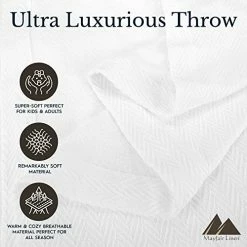 Mayfair Linen Knitted Geometric Herringbone Pattern Handwoven Blanket 100% Long Staple Cotton - Soft & Cozy Thermal All Season Throw For Bed Couch Chair Outdoors (King/Cal King, White) -Electric Blankets Sales 2022 51PvpFf9zCL