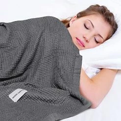 STFLY Cooling Blanket, 100% Bamboo Waffle Weave Blanket, Breathable Soft Blanket For All Season, Lightweight Blanket For Couch Bed Sofa(80x90 Inches, Dark Grey) -Electric Blankets Sales 2022 51Q9c9s4WML