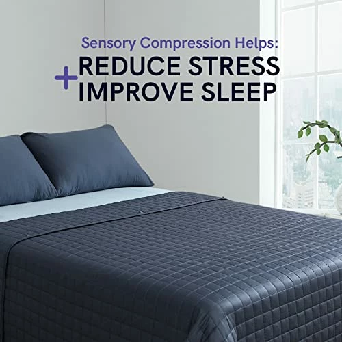 YnM Weighted Blanket, Cooling Bamboo Viscose, Smallest Compartments With Glass Beads, Bed Blanket For One Person Of 190lbs, Ideal For Queen Or King Bed (60x80 Inches, 20 Pounds, Blue Grey) Carribean Sunset Inner Weighted Layer 5 YnM Weighted Blanket, Cooling Bamboo Viscose, Smallest Compartments With Glass Beads, Bed Blanket For One Person Of 190lbs, Ideal For Queen Or King Bed (60x80 Inches, 20 Pounds, Blue Grey) Carribean Sunset Inner Weighted Layer - Image 3