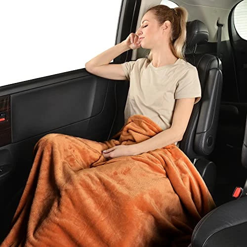 SOCHOW Flannel Fleece Blanket Twin Size, All Season Super Soft Cozy Blanket For Bed Or Couch, Orange 6 SOCHOW Flannel Fleece Blanket Twin Size, All Season Super Soft Cozy Blanket For Bed Or Couch, Orange - Image 4