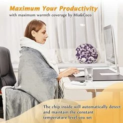 Mia&Coco Electric Heated Blanket Throw Flannel Sherpa Fast Heating 50"x60", 6 Heating Levels & Up-to-10-Hours Auto-Off Timer & LED Display, For Home Office Use, Machine Washable, ETL Certified, Grey Comfort Grey -Electric Blankets Sales 2022 51RDxofBBCL