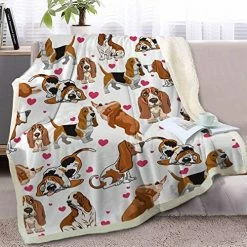BlessLiving Basset Hound Blanket Red Hearts Dog Cat Fleece Plush Blanket Cute Puppy Sherpa Throws For Kids Adults 3D Animal Print Plush Blanket Gift For Pet Lovers (50 X 60 Inch) 22 BlessLiving Basset Hound Blanket Red Hearts Dog Cat Fleece Plush Blanket Cute Puppy Sherpa Throws For Kids Adults 3D Animal Print Plush Blanket Gift For Pet Lovers (50 X 60 Inch) -Electric Blankets Sales 2022 51ROwPvVV L. AC