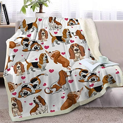 BlessLiving Basset Hound Blanket Red Hearts Dog Cat Fleece Plush Blanket Cute Puppy Sherpa Throws For Kids Adults 3D Animal Print Plush Blanket Gift For Pet Lovers (50 X 60 Inch) 8 BlessLiving Basset Hound Blanket Red Hearts Dog Cat Fleece Plush Blanket Cute Puppy Sherpa Throws For Kids Adults 3D Animal Print Plush Blanket Gift For Pet Lovers (50 X 60 Inch) - Image 6
