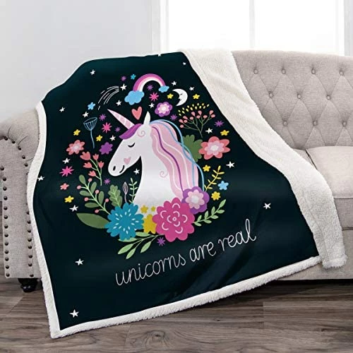 Jekeno Unicorn Sherpa Blanket Smooth Soft Print Throw Blanket For Sofa Chair Bed Office Travelling Camping Kids Adults 50"x60" Unicorn4 11 Jekeno Unicorn Sherpa Blanket Smooth Soft Print Throw Blanket For Sofa Chair Bed Office Travelling Camping Kids Adults 50"x60" Unicorn4 - Image 9