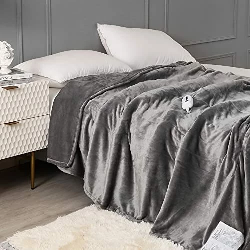 HOMLYNS Electric Blanket Twin Size With 1-12 Hrs Timer Auto-Off & 10 Heating Levels, Double-Layer Flannel Heated Blanket With ETL Certification, Machine Washable Heating Blanket (62”x 84”, Grey) 8 HOMLYNS Electric Blanket Twin Size With 1-12 Hrs Timer Auto-Off & 10 Heating Levels, Double-Layer Flannel Heated Blanket With ETL Certification, Machine Washable Heating Blanket (62”x 84”, Grey) - Image 6