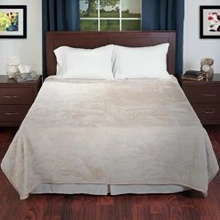 Bedford Home Beige Solid Soft Heavy Thick Plush Mink Blanket 8 Pound (66A-04346) -Electric Blankets Sales 2022 51SMn0zlQnL