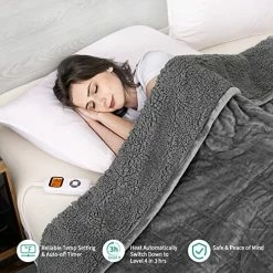 Electric Heated Blanket King Size, Immtree Fast Heating Flannel Sherpa Electric Blanket With 10 Heating Levels & 1-12 Hours Auto Off, For Home Office, ETL Certified, Machine Washable, Grey, 84"× 90" 8 Electric Heated Blanket King Size, Immtree Fast Heating Flannel Sherpa Electric Blanket With 10 Heating Levels & 1-12 Hours Auto Off, For Home Office, ETL Certified, Machine Washable, Grey, 84"× 90" -Electric Blankets Sales 2022 51SdP8mP4gL