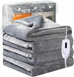 King Size Heated Blanket 100" X 90", Burngogo Zoned Electric Blanket Dual Temperature Control 4 Heating Levels, Reversible Soft Flannel, 10 Hours Auto Shut Off, ETL FCC Certified Brown -Electric Blankets Sales 2022 51T2BzVDtEL. AC 1