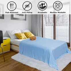 USERF Lightweight Cooling Bamboo Blankets For Hot Sleepers Cool Summer Blankets Twin Size Ultra Soft Muslin Cool Throw Blankets For Hot Flashes Throw Blanket For Bed Couch Sofa Quilt Bedding Hospital, Blue