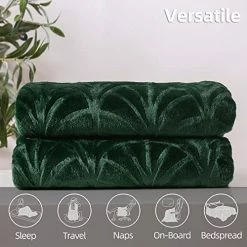 Whale Flotilla Flannel Fleece King Size(90x104 Inch) Lightweight Bed Blanket, Soft Velvet Bedspread Plush Fluffy Coverlet Palm Leaf Design Decorative Blanket For All Seasons, Dark Green Silver Grey -Electric Blankets Sales 2022 51TCsjvBwtL