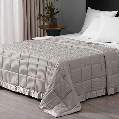 Downluxe Lightweight King Down Alternative Blanket With Satin Trim, Gray, 90 X 108 Inch Brown 13 Downluxe Lightweight King Down Alternative Blanket With Satin Trim, Gray, 90 X 108 Inch Brown - Image 11