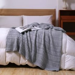 Chuffed Waffle Blanket King Size Bamboo Cotton Waffle Soft Throw Blanket Lightweight Breathable Bed Blanket For All Season Waffle Throw Blanket For Couch Bed Sofa (King, 104x90 Inches, Grey) -Electric Blankets Sales 2022 51TJl8hvfOL
