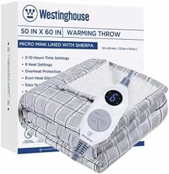 Westinghouse Electric Blanket Heated Blanket, Plaid Sherpa Heating Blanket, 10 Heat Settings & 1-12 Hours Time Settings, Teal Plaid, 62" X 84" Twin Size -Electric Blankets Sales 2022 51TU3yd lmL. AC