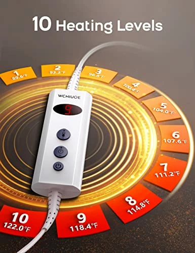 Wchiuoe Heated Blanket, Electric Blanket Throw With 10 Heating Levels, 9H Auto Off, Machine Washable, Soft Flannel Sherpa, Fast Heating Blankets For Bedroom Office Couch (50"x60") Blue 4 Wchiuoe Heated Blanket, Electric Blanket Throw With 10 Heating Levels, 9H Auto Off, Machine Washable, Soft Flannel Sherpa, Fast Heating Blankets For Bedroom Office Couch (50"x60") Blue - Image 2