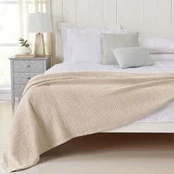 Great Bay Home 100% Cotton Waffle Weave Thermal Blanket. Super Soft Season Layering. Mikala Collection (Full/Queen, Taupe) -Electric Blankets Sales 2022 51UV3fHMBfL