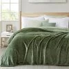 Ponvunory Flannel Fleece Plush Twin Size Bed Blanket(60"x80", Olive Green) - Super Soft Warm Lightweight Microfiber Blanket For Chair, Sofa, Couch, Bed, Camping, Travel