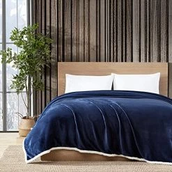 Eddie Bauer - Queen Blanket, Reversible Fleece & Faux Shearling Bedding, Plush Home Decor (Solid Solid Navy, Queen) 21 Eddie Bauer - Queen Blanket, Reversible Fleece & Faux Shearling Bedding, Plush Home Decor (Solid Solid Navy, Queen) -Electric Blankets Sales 2022 51Uxn43ehAL. AC