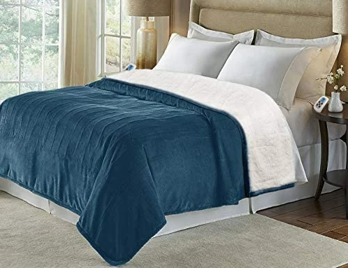 Marquess King Size Electric Blanket,Flannel Sherpa Washable And Comfortable Heated Blanket With 10 Heat Settings, Safety 10 Hours Auto-Off &Dual Temperature Dual Control By One Blanket(King, Navy) 10 Marquess King Size Electric Blanket,Flannel Sherpa Washable And Comfortable Heated Blanket With 10 Heat Settings, Safety 10 Hours Auto-Off &Dual Temperature Dual Control By One Blanket(King, Navy) - Image 8