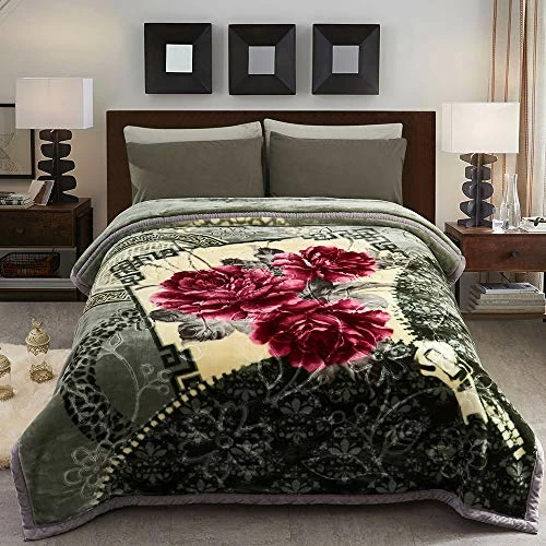 JML Fleece Blanket, Plush Blanket King Size 85" X 93", 10 Pounds Heavy Korean Style Mink Blanket - Silky Soft And Warm, 2 Ply A&B Printed Raschel Bed Blanket, Grey Green Rose Printed Pattern - Grey Green Rose 4 JML Fleece Blanket, Plush Blanket King Size 85" X 93", 10 Pounds Heavy Korean Style Mink Blanket - Silky Soft And Warm, 2 Ply A&B Printed Raschel Bed Blanket, Grey Green Rose Printed Pattern - Grey Green Rose - Image 2
