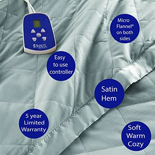 Thermee Micro Flannel Twin-Size Electric Heated Blanket, Machine Wash & Dry, Timer & Safety Shutoff, 85Lx66W, Ultramarine Plaid 3 Thermee Micro Flannel Twin-Size Electric Heated Blanket, Machine Wash & Dry, Timer & Safety Shutoff, 85Lx66W, Ultramarine Plaid