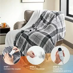 Bedsure Plaid Heated Throw Blanket - Fleece Electric Blanket With Safe & Warm Grey Plaid Pattern, Heated Blanket With 6 Heating Levels & 4 Time Settings, 3 Hours Auto-Off (50x60 Inches) -Electric Blankets Sales 2022 51VkSij5uwL