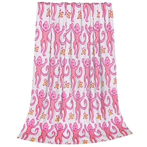 OUYTXBS Pink Monkeys Lightweight And Comfortable Ultra-Soft Warm Micro Fleece Bed Couch Living Room Blanket (50"x40") 3 OUYTXBS Pink Monkeys Lightweight And Comfortable Ultra-Soft Warm Micro Fleece Bed Couch Living Room Blanket (50"x40")