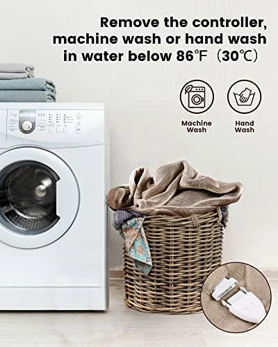 McJaw Electric Blanket Heated Full Size 72"x84" Oversized Flannel Heated Blanket, ETL Certification Fast Heating With 4 Heating Levels &10 Hours Auto Off, Machine Washable-Linen Gray 8 McJaw Electric Blanket Heated Full Size 72"x84" Oversized Flannel Heated Blanket, ETL Certification Fast Heating With 4 Heating Levels &10 Hours Auto Off, Machine Washable-Linen Gray - Image 6