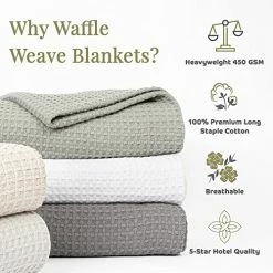 Aston & Arden Luxury Waffle Weave Ringspun Cotton Blanket (King 108x90), 5-Star Hotel Quality, Heavyweight 450 GSM, Soft On Skin, Breathable, All Season Blanket -Electric Blankets Sales 2022 51WAD2EjfoL