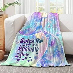 321DESIGN Glittering Beauty Mermaid Salty Air Fish Shell Microfiber Flannel Blankets For Couch, Bed, Sofa Ultra Luxurious Warm And Cozy For All Seasons Pets-30x40 In