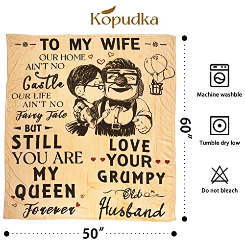 Kopudka To My Wife Blanket For Wife Birthday Gifts From Husband Romantic I Love You Gifts For Her Christmas Wedding Valentines Day Blanket Travel Blanket 50" X 60" 6 Kopudka To My Wife Blanket For Wife Birthday Gifts From Husband Romantic I Love You Gifts For Her Christmas Wedding Valentines Day Blanket Travel Blanket 50" X 60" - Image 4