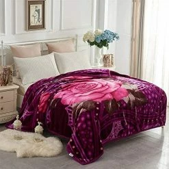 JYK Korean Faux Mink Fleece Blanket Queen 75" X 87", 5Pounds - 2 Ply Reversible Silky Soft Plush Warm Blanket For Autumn, Winter - Rose/Notre Dame Solid Color Pattern-grey -Electric Blankets Sales 2022 51WIJAMwWL. AC