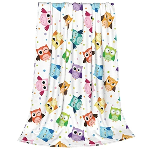 Junong Cute Cartoon Owl Print Blanket Soft Fleece Warm Plush Dog Blankets Lightweight Decorative Travel Throw Blanket For Couch Sofa Bed Living Dorm Room Home Décor All Season 60"x50" 4 Junong Cute Cartoon Owl Print Blanket Soft Fleece Warm Plush Dog Blankets Lightweight Decorative Travel Throw Blanket For Couch Sofa Bed Living Dorm Room Home Décor All Season 60"x50" - Image 2