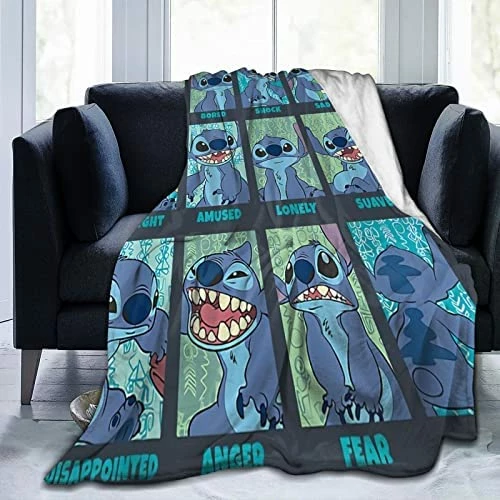 Gearbest Cute Cartoon Stitch Super Soft Flannel Throw Blanket For Bed, Living Room Sofa, Camping, Cold Travel For All Seasons 50"X40" Pink And Blue 9 Gearbest Cute Cartoon Stitch Super Soft Flannel Throw Blanket For Bed, Living Room Sofa, Camping, Cold Travel For All Seasons 50"X40" Pink And Blue - Image 7