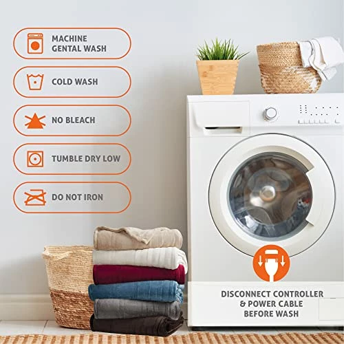 Degrees Of Comfort Heated Blanket | Dual Control W/ Auto Shut Off | Electric Blanket Queen Size For Bed | 20 Heating Levels | Microplush & Machine Washable | -Grey, 84Wx90L 8 Degrees Of Comfort Heated Blanket | Dual Control W/ Auto Shut Off | Electric Blanket Queen Size For Bed | 20 Heating Levels | Microplush & Machine Washable | -Grey, 84Wx90L - Image 6