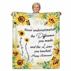 LGULDZ Retirement Blanket Gifts For Women Happy Retirement 2022 Flannel Blanket Boss Coworker Or Friend Farewell Present Blanket