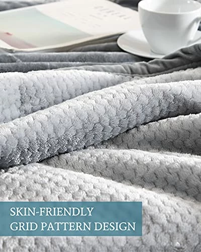 Lynnlov Thick 3 Layers Flannel Fleece Throw Blanket For Couch 50" X 60", Soft Decorative Microfiber Plush Blankets,Luxury Comfy Cozy Velvet Blanket For Sofa Chair Bed, Winter, Warm, Breathable, Grey 4 Lynnlov Thick 3 Layers Flannel Fleece Throw Blanket For Couch 50" X 60", Soft Decorative Microfiber Plush Blankets,Luxury Comfy Cozy Velvet Blanket For Sofa Chair Bed, Winter, Warm, Breathable, Grey - Image 2