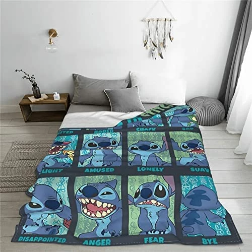 Gearbest Cute Cartoon Stitch Super Soft Flannel Throw Blanket For Bed, Living Room Sofa, Camping, Cold Travel For All Seasons 50"X40" Pink And Blue 11 Gearbest Cute Cartoon Stitch Super Soft Flannel Throw Blanket For Bed, Living Room Sofa, Camping, Cold Travel For All Seasons 50"X40" Pink And Blue - Image 9
