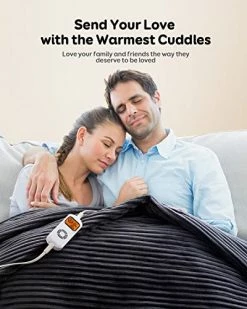Pawque Heated Blanket Electric Throw, Soft Sherpa & Flannel Electric Blanket Reversible, 10 Heat Settings & 10Hrs Timer Auto Off Christmas Blanket, Fast Heating Machine Washable, 50" X 60" Dark Grey -Electric Blankets Sales 2022 51YI6DnHFcL