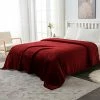 Mooreeke Fleece Bedding Blanket King Size Red 350 GSM Warm Soft Thick Large Red Fleece Throw Blankets For Bed,90x108 Inches Navy Blue