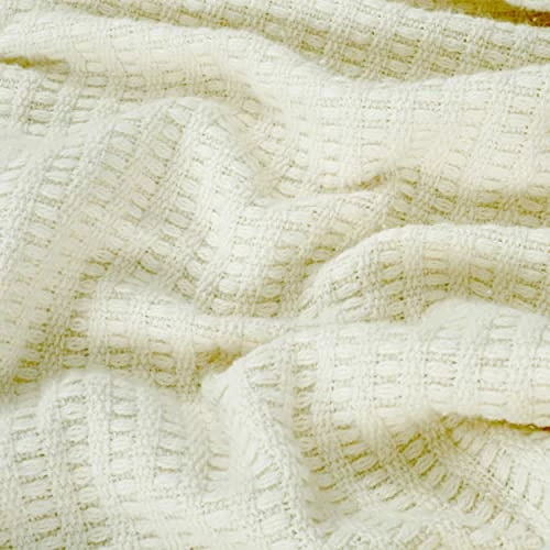 Classic Weave Breathable Lightweight Soft Cotton Blanket Queen Size (90X90 Inch) Ivory Color -100% Cotton Perfect Textured Blanket Layer For Couch Bed Sofa By Tex Trend 8 Classic Weave Breathable Lightweight Soft Cotton Blanket Queen Size (90X90 Inch) Ivory Color -100% Cotton Perfect Textured Blanket Layer For Couch Bed Sofa By Tex Trend - Image 6