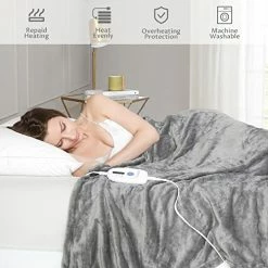 Reaks Heated Blanket Full Size 72" X 84", Electric Blanket With 4 Heating Levels & 10 Hours Auto Off, ETL Certified, Machine Washable, Soft Grey Flannel Fast Heating Blanket -Electric Blankets Sales 2022 51YnUpNVUpL