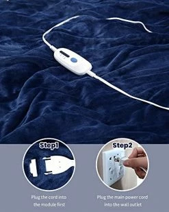 McJaw Electric Heated Blanket Twin Size 62"x84" For Home Bedding Use Large Oversized Soft Flannel Velvet Controller With 4 Heating Levels And 10 Hours Auto Shut Off Machine Washable -Blue -Electric Blankets Sales 2022 51Yq0cW9HaL