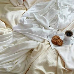 Martex COTTON WOVEN BLANKET BY VELLUX - Natural, Cozy, Warm, Chevron Textured, Pet-Friendly, All-Seasons - Tan Twin 66 X 90" -Electric Blankets Sales 2022 51Z25tGrztL