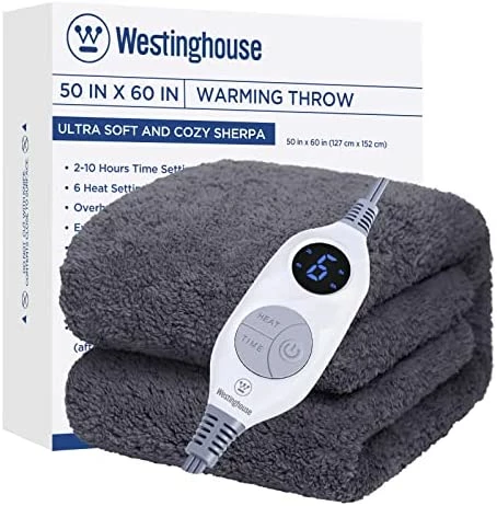 Westinghouse Electric Blanket Full Size, Soft Plush Sherpa Heated Blanket With 10 Heating Levels & 1-12 Hours Auto-Off, Machine Washable, 62x84 Inches, Darkgrey 7 Westinghouse Electric Blanket Full Size, Soft Plush Sherpa Heated Blanket With 10 Heating Levels & 1-12 Hours Auto-Off, Machine Washable, 62x84 Inches, Darkgrey - Image 5