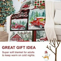 Drucon Christmas Blanket Red Truck Throw Blanket Christmas Tree Snowman Printed Sherpa Blanket Soft Warm Microfiber Blanket For Bed, Couch And Travel 60" X 80" -Electric Blankets Sales 2022 51aK7IDTvGL
