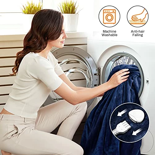 FIGERM Electric Heated Throw Blanket Twin Size 62" X 84" | 6 Levels Fast Heating & Machine Washable | Full Body Warming Soft Flannel Bed Sofa Blankets With Auto-Off Overheating Protection 8H Timer | Blue 4 FIGERM Electric Heated Throw Blanket Twin Size 62" X 84" | 6 Levels Fast Heating & Machine Washable | Full Body Warming Soft Flannel Bed Sofa Blankets With Auto-Off Overheating Protection 8H Timer | Blue - Image 2