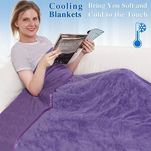 ABFace Cooling Blanket For Hot Sleepers, Light Weight Blanket For Summer, Cool Summer Blanket Twin Size 60x80 Inch, Lightweight Blanket With Cooling Fiber And Plush Double Sided For All Season, Purple 5 ABFace Cooling Blanket For Hot Sleepers, Light Weight Blanket For Summer, Cool Summer Blanket Twin Size 60x80 Inch, Lightweight Blanket With Cooling Fiber And Plush Double Sided For All Season, Purple - Image 3