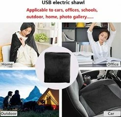 SEITG USB Electric Heating Blanket Heated Shawl 3 Heating Settings And 3 Hours Auto Off For Office Study Sitting Room Library Coffee Shop Plane And More (Black) -Electric Blankets Sales 2022 51ai4wfihSL