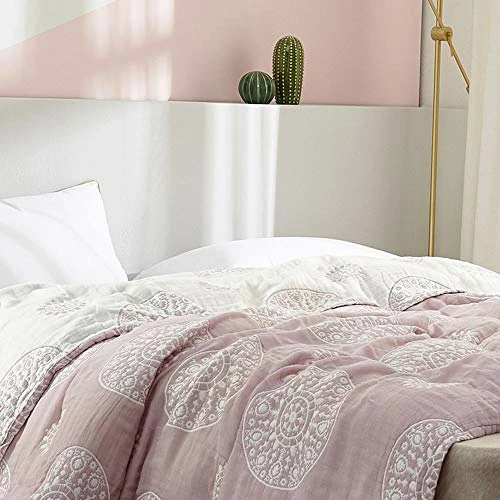 UniDes Soft Lightweight Muslin Cotton Blanket Full/Queen (78" X 90"), Throw Blanket For Bed, Couch & Sofa, Summer Bedding Coverlet - Pale Pink A-light Green 3 UniDes Soft Lightweight Muslin Cotton Blanket Full/Queen (78" X 90"), Throw Blanket For Bed, Couch & Sofa, Summer Bedding Coverlet - Pale Pink A-light Green